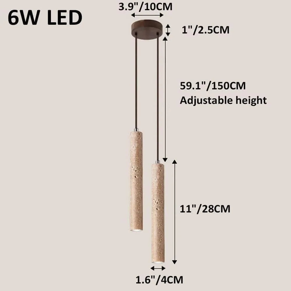 Led Pendant Lamp Long Tube Wood Ceiling Lamp Japan Style Quiet Wind Bedroom Bedside Chandelier Retro Modern travertine lighting