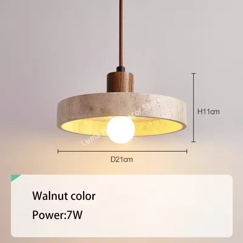 LUMA Cave Stone Pendant Light LED Yellow Travertine Hanging Lamp for Kitchen Island Restaurant Bedroom Livingroom Chandelier