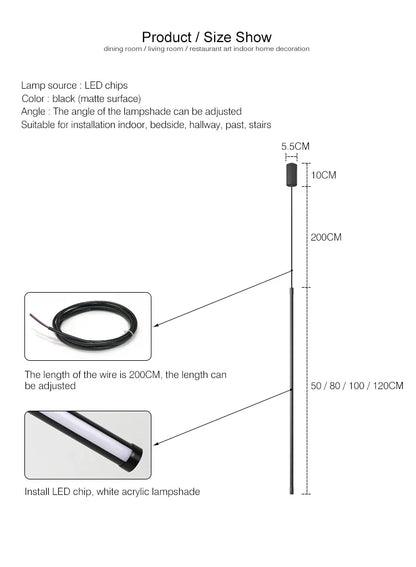 Modern Led Pendant Lights For Bedroom Reading Hanging Lamp Bedside Living Room Bar Coffee Fixtures Decor Black Long Chandelier