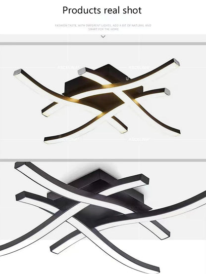 Modern LED Ceiling Light Long Wave Lamp Living Room Bedroom Study Corridor Aisle Entrance Balcony Home Decoration Lustre