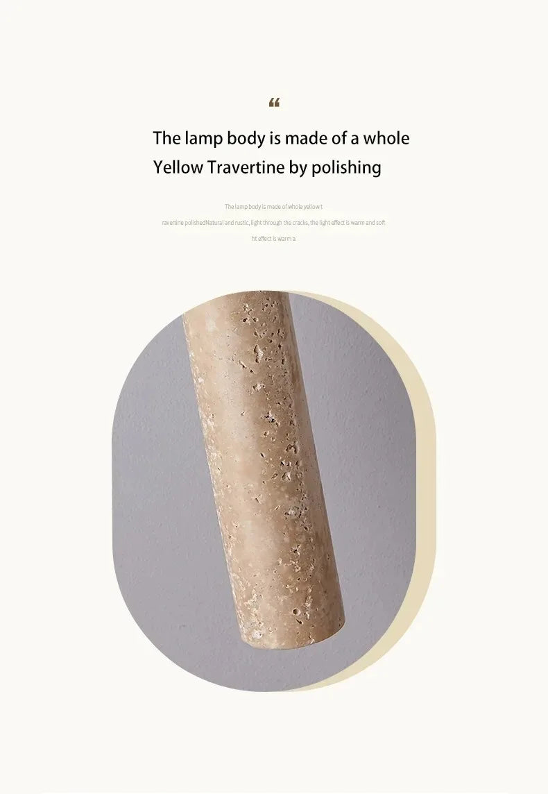 Led Pendant Lamp Long Tube Wood Ceiling Lamp Japan Style Quiet Wind Bedroom Bedside Chandelier Retro Modern travertine  lighting