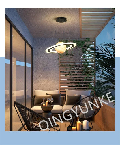 Acrylic Planet Pendant Lamp for Living  Bedroom Kitchen Children Room Space Star Indoor Hanging  E27 Changeable Light