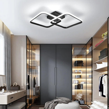 LED Ceiling Light Living Room Design,42W 4700LM Square Acrylic Ceiling Lamp,Black Modern Aluminum Ceiling Light Fixture
