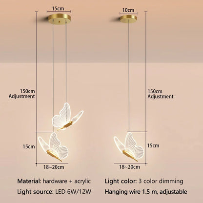 LED Modern Butterfly Pendant Light Ceiling Pendant Light, Bedside Indoor Living Room Dining Room Kitchen Decoration Lighting