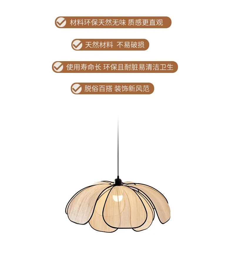 Vintage Hand-Woven Lotus Dining Room Chandelier Bedroom Living Room Lamp European And American art Atmosphere lighting Lamps E27