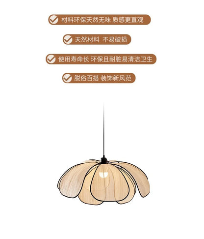 Vintage Hand-Woven Lotus Dining Room Chandelier Bedroom Living Room Lamp European And American art Atmosphere lighting Lamps E27