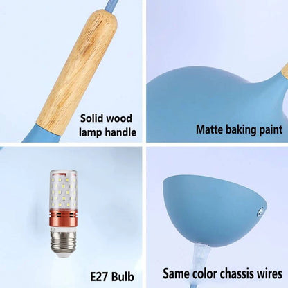 Nordic Colored Chandelier Wooden Pendant Light Bedroom Living Room LED Lamp Single Head Aluminum Children Room Lighting Fixture