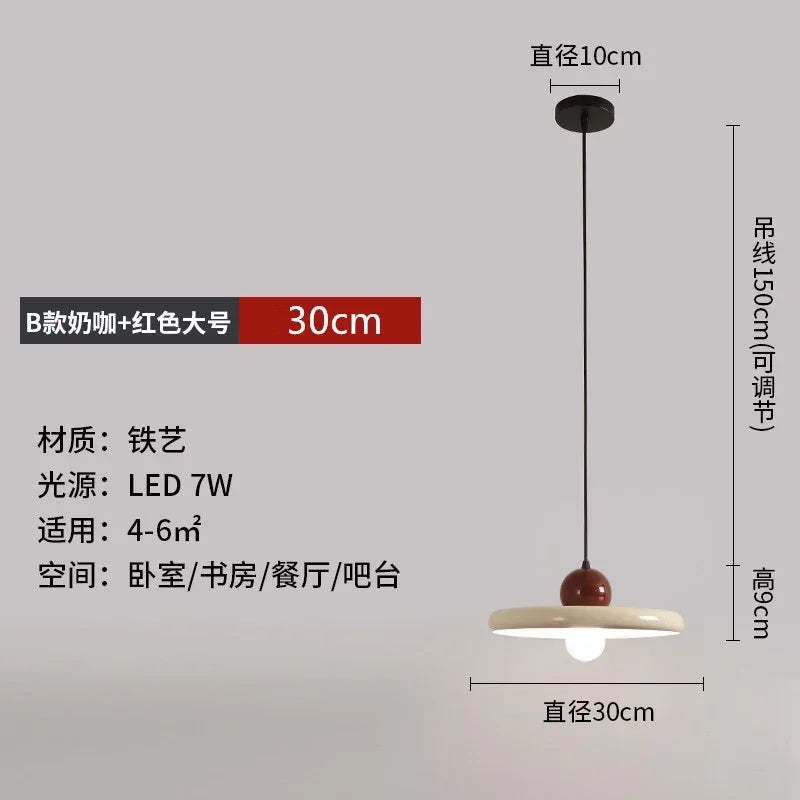 Nordic Cream Style Flying Saucer Pendant Light Restaurant Living Room Bedroom Bedside Lamp Home Interior Decorative Lamp 20/30cm