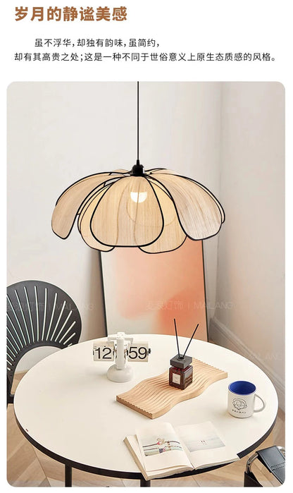 Vintage Hand-Woven Lotus Dining Room Chandelier Bedroom Living Room Lamp European And American art Atmosphere lighting Lamps E27