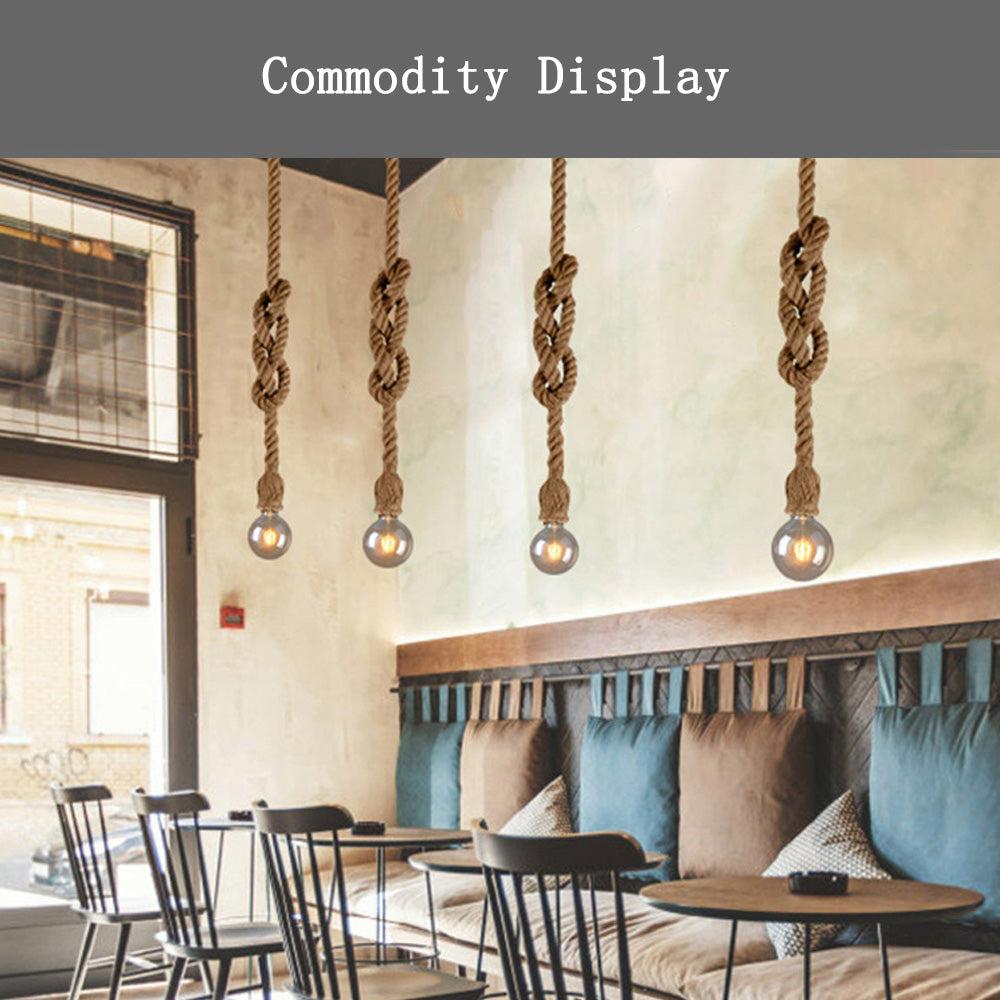 Industrial E27 Vintage Hemp Rope Pendant Lights Attic Personality Indoor Lightings for Loft/Living Room/Bar Pendant Chandelier