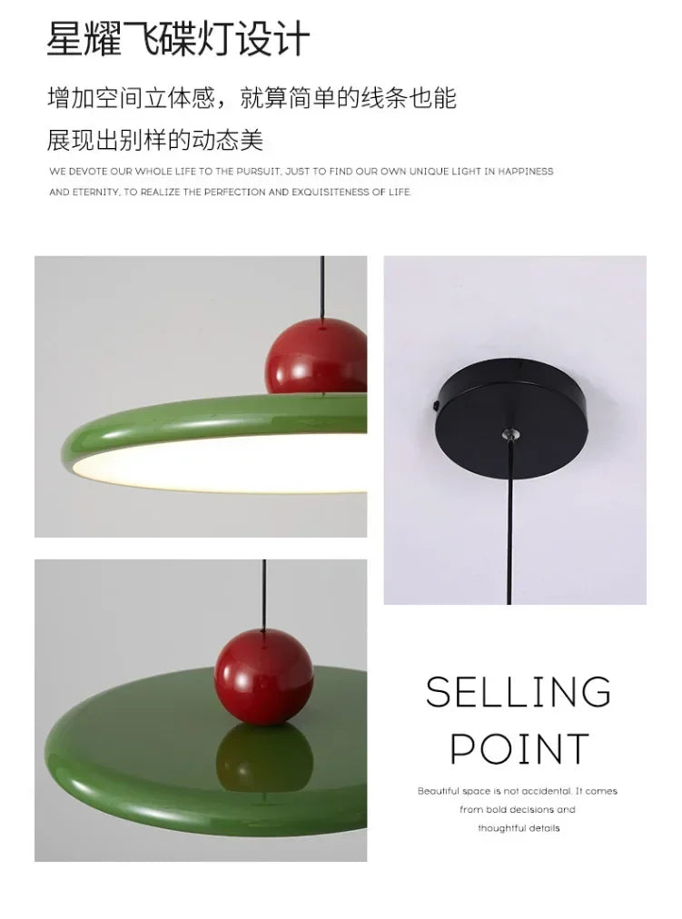 Nordic Cream Style Flying Saucer Pendant Light Restaurant Living Room Bedroom Bedside Lamp Home Interior Decorative Lamp 20/30cm