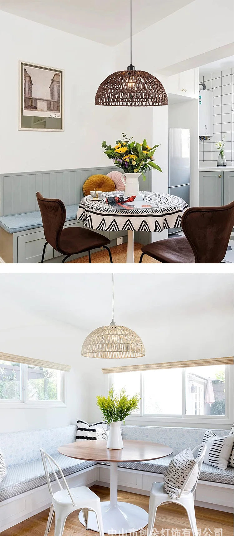 Newest Japanese-style hemp rope woven pendant lights B&B pastoral restaurant tea room inn bar bedroom rattan indoor lighting Hot