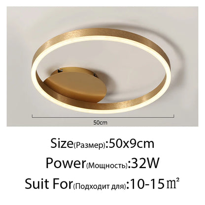 Black Led Chandeliers 3 Circle Bedroom Metal Living Dining Room Nordic Lighting Chandelier Brown Glossy Lamp Home Indoor Lamps