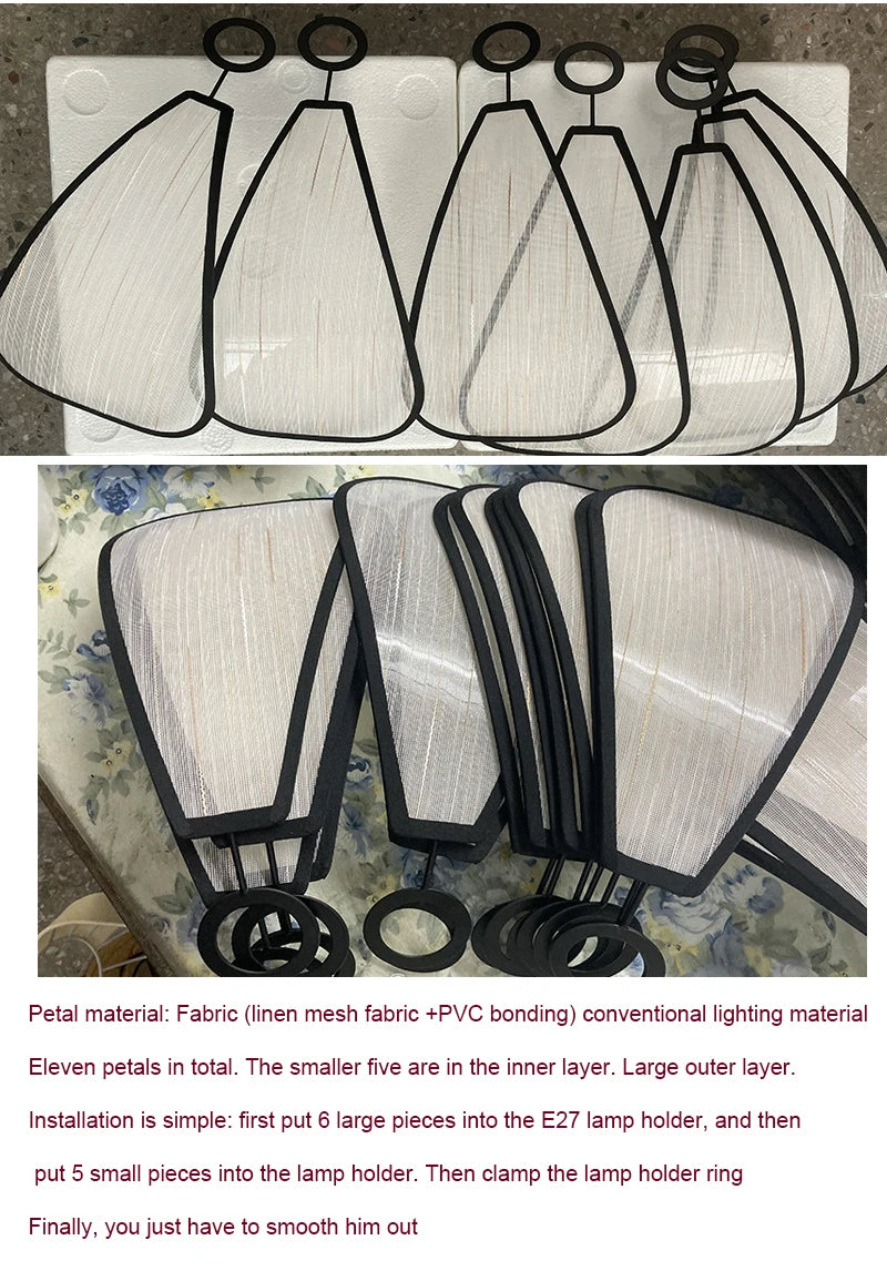 Vintage Hand-Woven Lotus Dining Room Chandelier Bedroom Living Room Lamp European And American art Atmosphere lighting Lamps E27