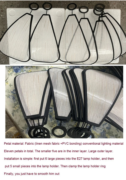 Vintage Hand-Woven Lotus Dining Room Chandelier Bedroom Living Room Lamp European And American art Atmosphere lighting Lamps E27