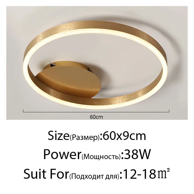 Black Led Chandeliers 3 Circle Bedroom Metal Living Dining Room Nordic Lighting Chandelier Brown Glossy Lamp Home Indoor Lamps