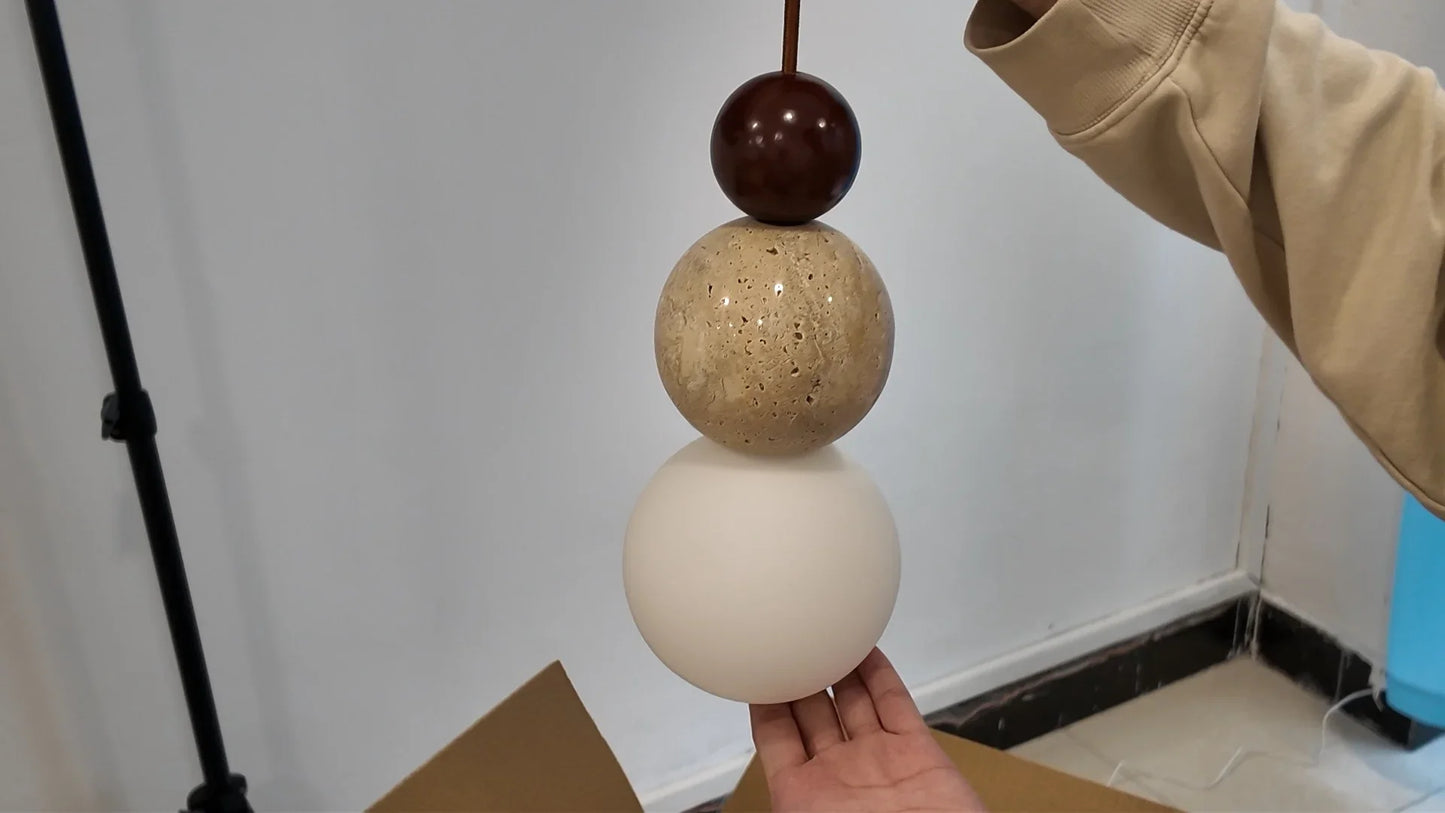 LUMA Cave Stone Pendant Light LED Yellow Travertine Hanging Lamp for Kitchen Island Restaurant Bedroom Livingroom Chandelier