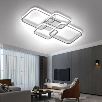Modern LED Ceiling Lights Square 4 Heads Black And White Decorative Lamps For Bedroom Living Room Study Dining Room Home Fixture