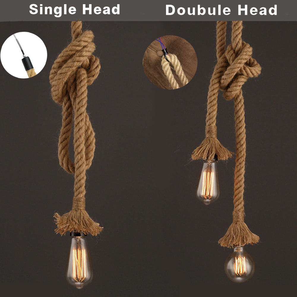 Industrial E27 Vintage Hemp Rope Pendant Lights Attic Personality Indoor Lightings for Loft/Living Room/Bar Pendant Chandelier