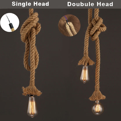 Industrial E27 Vintage Hemp Rope Pendant Lights Attic Personality Indoor Lightings for Loft/Living Room/Bar Pendant Chandelier