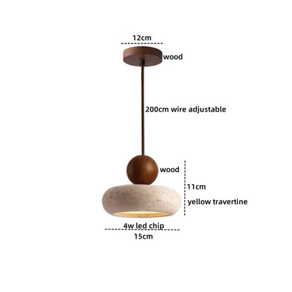 LUMA Cave Stone Pendant Light LED Yellow Travertine Hanging Lamp for Kitchen Island Restaurant Bedroom Livingroom Chandelier