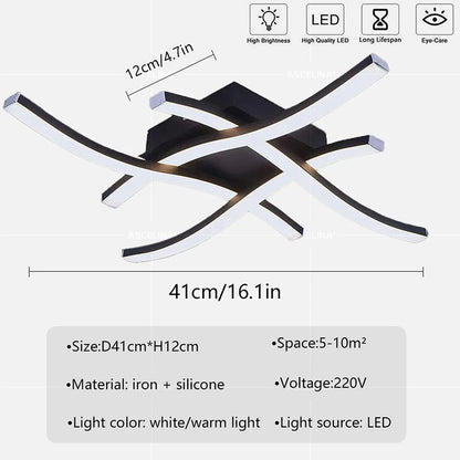 Modern LED Ceiling Light Long Wave Lamp Living Room Bedroom Study Corridor Aisle Entrance Balcony Home Decoration Lustre