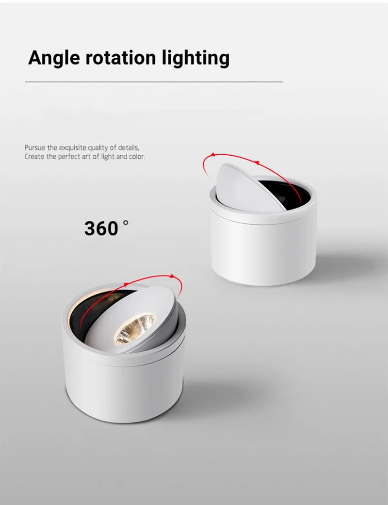 Surface Mounted Dimmable LED Downlight AC110V/220V Ceiling Light Rotatable COB Spotlight 9W 12W 15W 24W Indoor Home Decoration