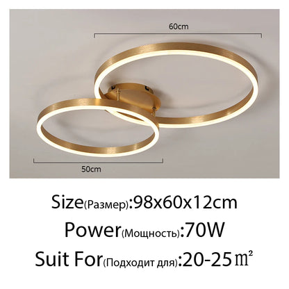 Black Led Chandeliers 3 Circle Bedroom Metal Living Dining Room Nordic Lighting Chandelier Brown Glossy Lamp Home Indoor Lamps