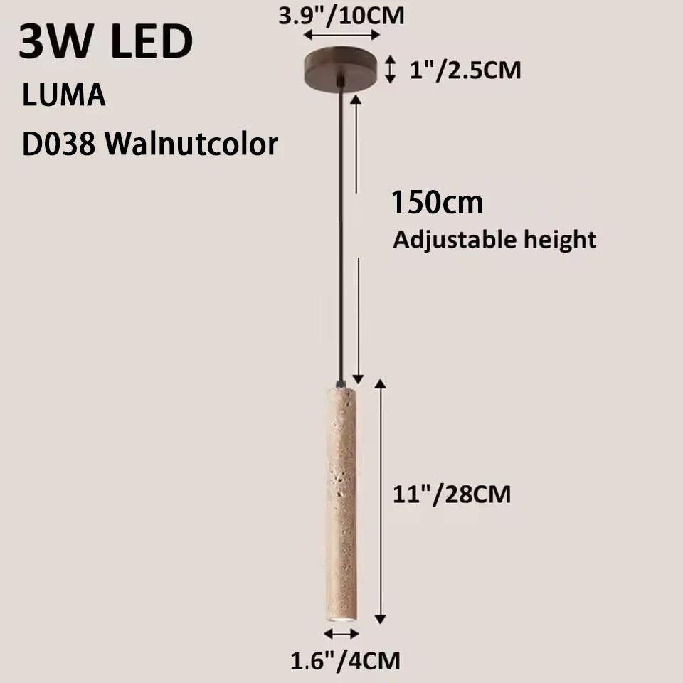 LUMA Cave Stone Pendant Light LED Yellow Travertine Hanging Lamp for Kitchen Island Restaurant Bedroom Livingroom Chandelier