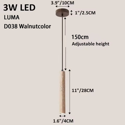 LUMA Cave Stone Pendant Light LED Yellow Travertine Hanging Lamp for Kitchen Island Restaurant Bedroom Livingroom Chandelier