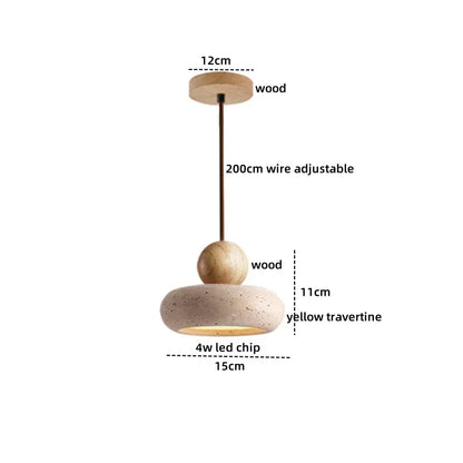 LUMA Cave Stone Pendant Light LED Yellow Travertine Hanging Lamp for Kitchen Island Restaurant Bedroom Livingroom Chandelier