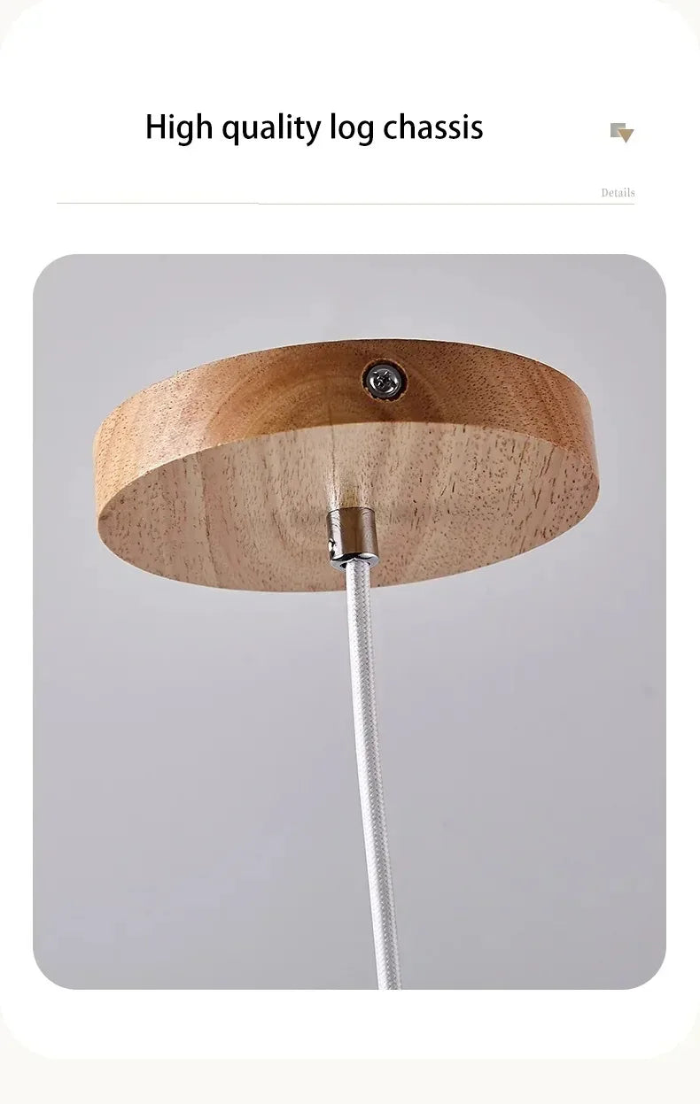 Led Pendant Lamp Long Tube Wood Ceiling Lamp Japan Style Quiet Wind Bedroom Bedside Chandelier Retro Modern travertine  lighting