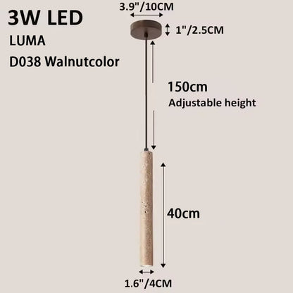 LUMA Cave Stone Pendant Light LED Yellow Travertine Hanging Lamp for Kitchen Island Restaurant Bedroom Livingroom Chandelier