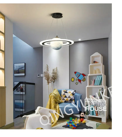 Acrylic Planet Pendant Lamp for Living  Bedroom Kitchen Children Room Space Star Indoor Hanging  E27 Changeable Light