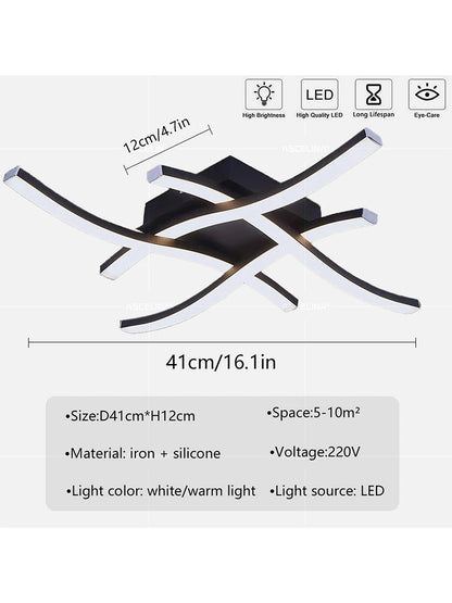 Modern LED Ceiling Light Long Wave Lamp Living Room Bedroom Study Corridor Aisle Entrance Balcony Home Decoration Lustre