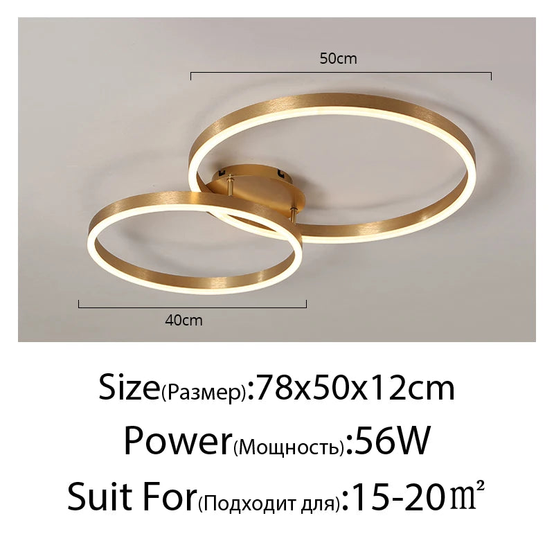 Black Led Chandeliers 3 Circle Bedroom Metal Living Dining Room Nordic Lighting Chandelier Brown Glossy Lamp Home Indoor Lamps