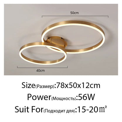 Black Led Chandeliers 3 Circle Bedroom Metal Living Dining Room Nordic Lighting Chandelier Brown Glossy Lamp Home Indoor Lamps