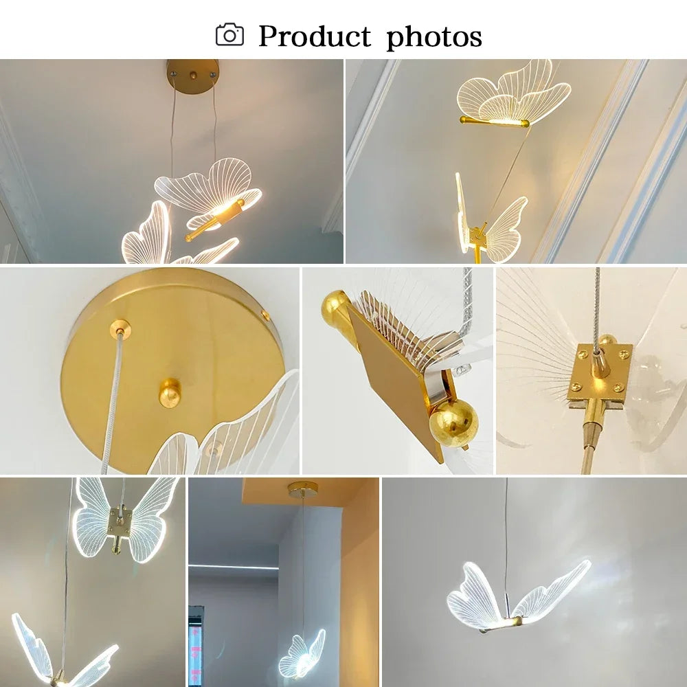 LED Modern Butterfly Pendant Light Ceiling Pendant Light, Bedside Indoor Living Room Dining Room Kitchen Decoration Lighting