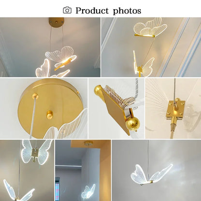 LED Modern Butterfly Pendant Light Ceiling Pendant Light, Bedside Indoor Living Room Dining Room Kitchen Decoration Lighting