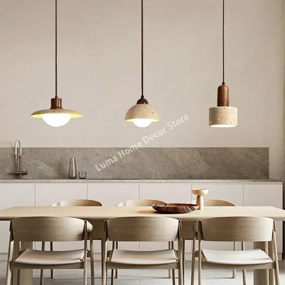 LUMA Cave Stone Pendant Light LED Yellow Travertine Hanging Lamp for Kitchen Island Restaurant Bedroom Livingroom Chandelier