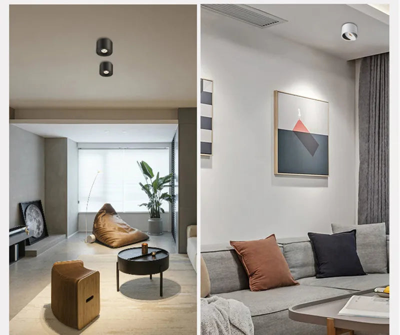 Surface Mounted Dimmable LED Downlight AC110V/220V Ceiling Light Rotatable COB Spotlight 9W 12W 15W 24W Indoor Home Decoration