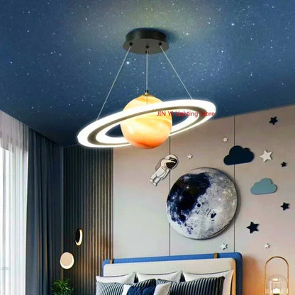 Acrylic Planet Pendant Lamp for Living  Bedroom Kitchen Children Room Space Star Indoor Hanging  E27 Changeable Light