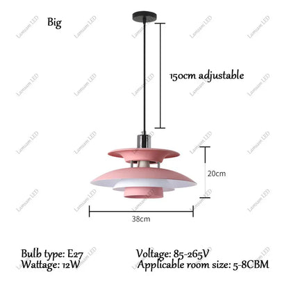 Danish Pendant Lamp UFO Ceiling Light Suspension Lightings E27 AC Powered 85-265V for Bedroom Dining Room Corridor Bar Balcony