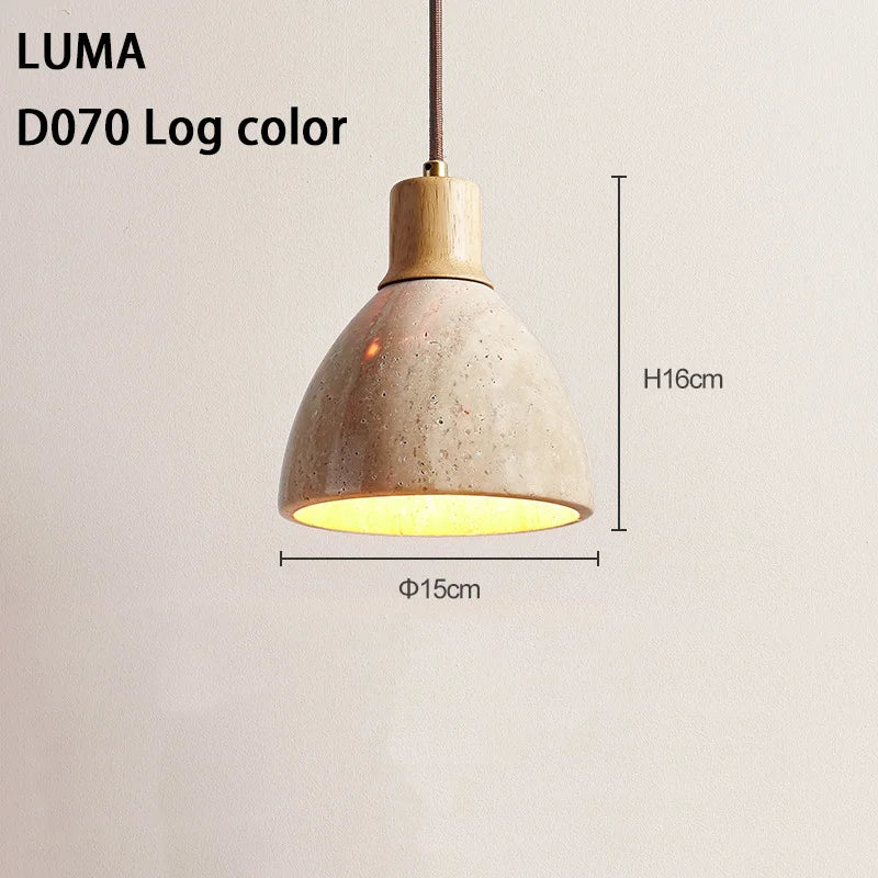 LUMA Cave Stone Pendant Light LED Yellow Travertine Hanging Lamp for Kitchen Island Restaurant Bedroom Livingroom Chandelier