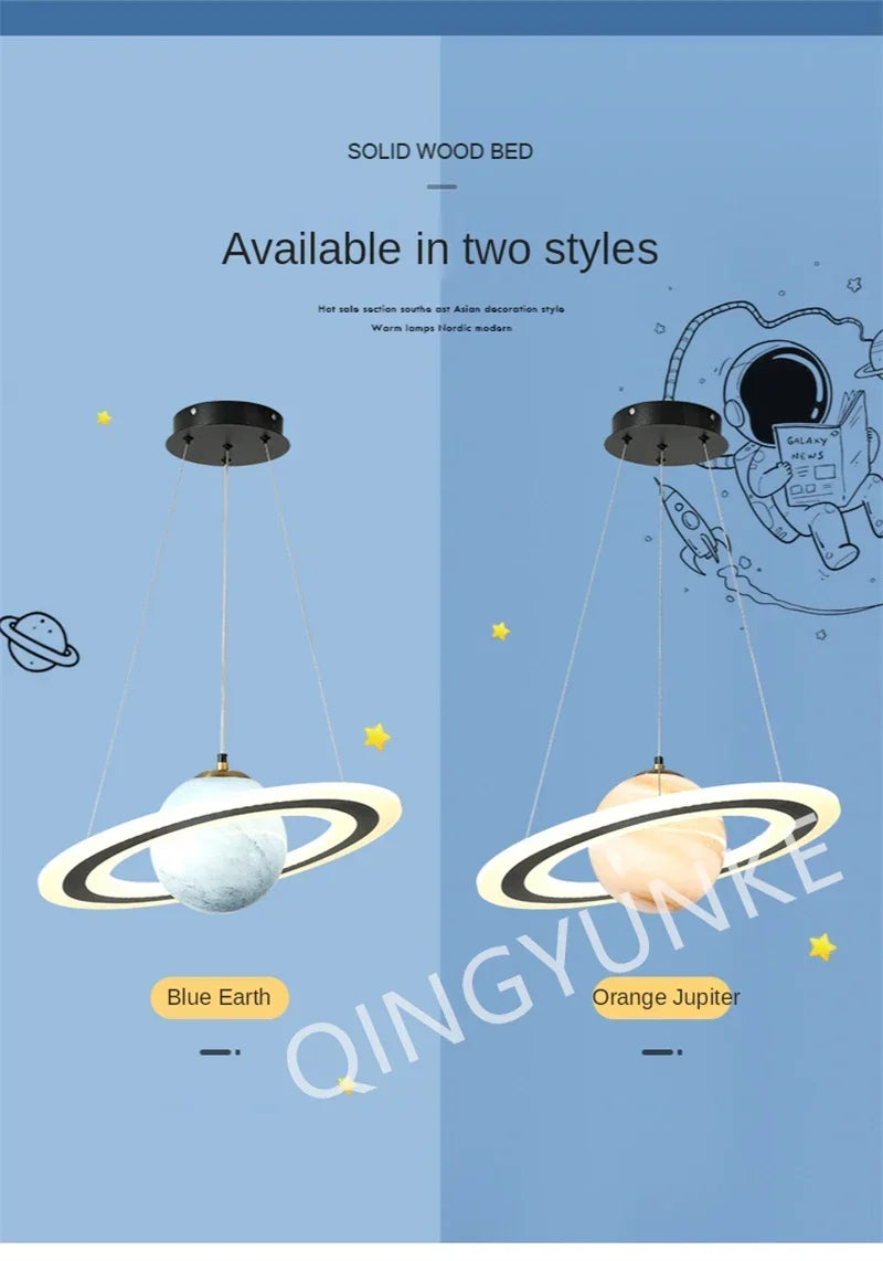 Acrylic Planet Pendant Lamp for Living  Bedroom Kitchen Children Room Space Star Indoor Hanging  E27 Changeable Light