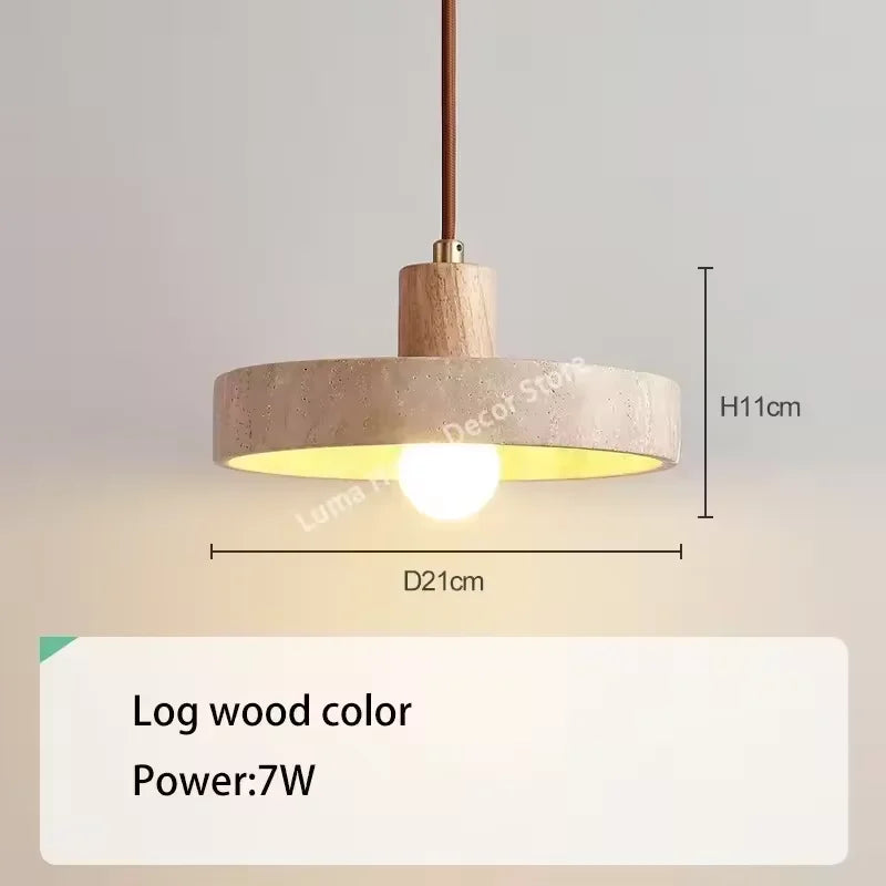 LUMA Cave Stone Pendant Light LED Yellow Travertine Hanging Lamp for Kitchen Island Restaurant Bedroom Livingroom Chandelier