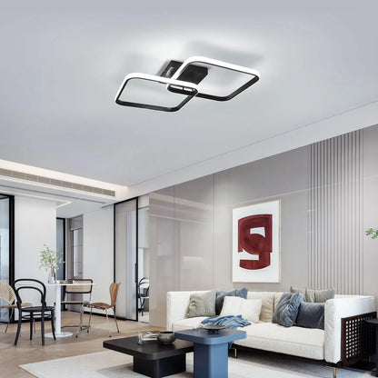 LED Ceiling Light Living Room Design,42W 4700LM Square Acrylic Ceiling Lamp,Black Modern Aluminum Ceiling Light Fixture