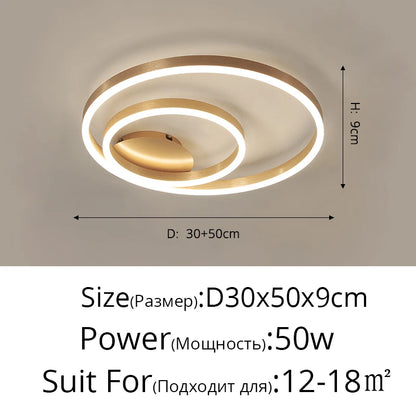 Black Led Chandeliers 3 Circle Bedroom Metal Living Dining Room Nordic Lighting Chandelier Brown Glossy Lamp Home Indoor Lamps