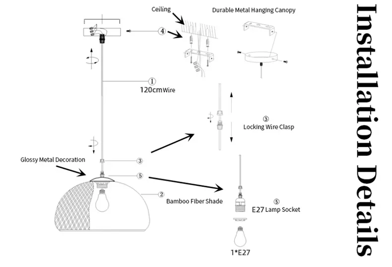 Bamboo Lantern 30cm Pendant Lamp Natural Rattan Wicker E27 LED Chandeliers Hand-Woven Lampshades Lighting Fixture Hanging Light