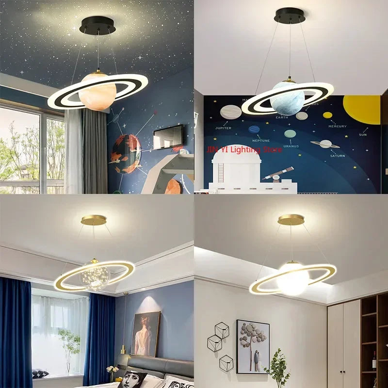 Acrylic Planet Pendant Lamp for Living  Bedroom Kitchen Children Room Space Star Indoor Hanging  E27 Changeable Light